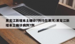 黑龙江新增本土确诊7例均在黑河/黑龙江新增本土确诊病例7例