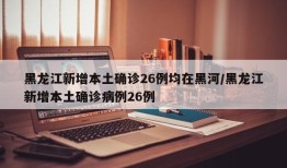黑龙江新增本土确诊26例均在黑河/黑龙江新增本土确诊病例26例